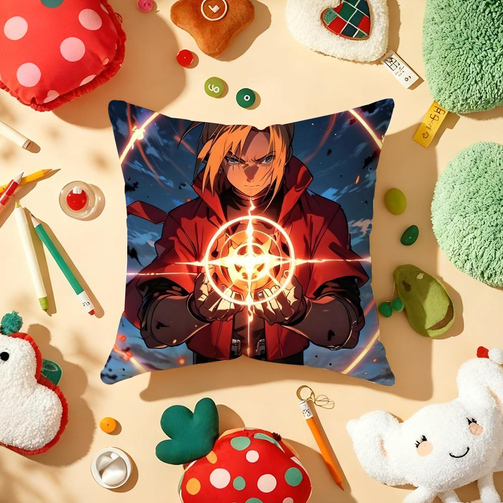 Cushion Cover Plush Fabric Soft DoubleSided Printed Sofa Warm Winter Home Gift Pillow Cover FFullmetal AAlchemist Anime