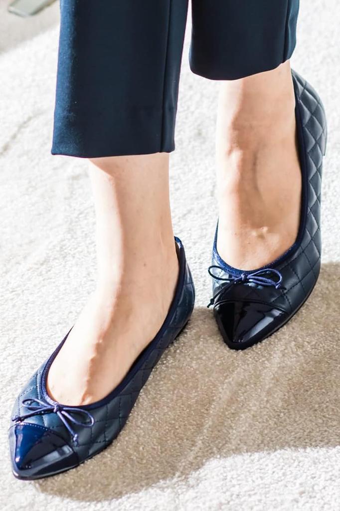 VIRINA Ballet Made In Rain or Memory Foam Quilted Synthetic Pointed Patent Size Includes Pouch Women's Flats, Japan, Shine, Water-Repellent,