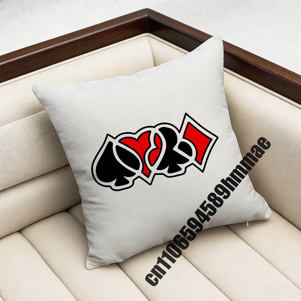 For Playing Cards Poker Red Heart Spades King Queen Throw Pillow Case Sham 45X45Cm 40Cm Square Car Pillowcase Pad Cushion Cover