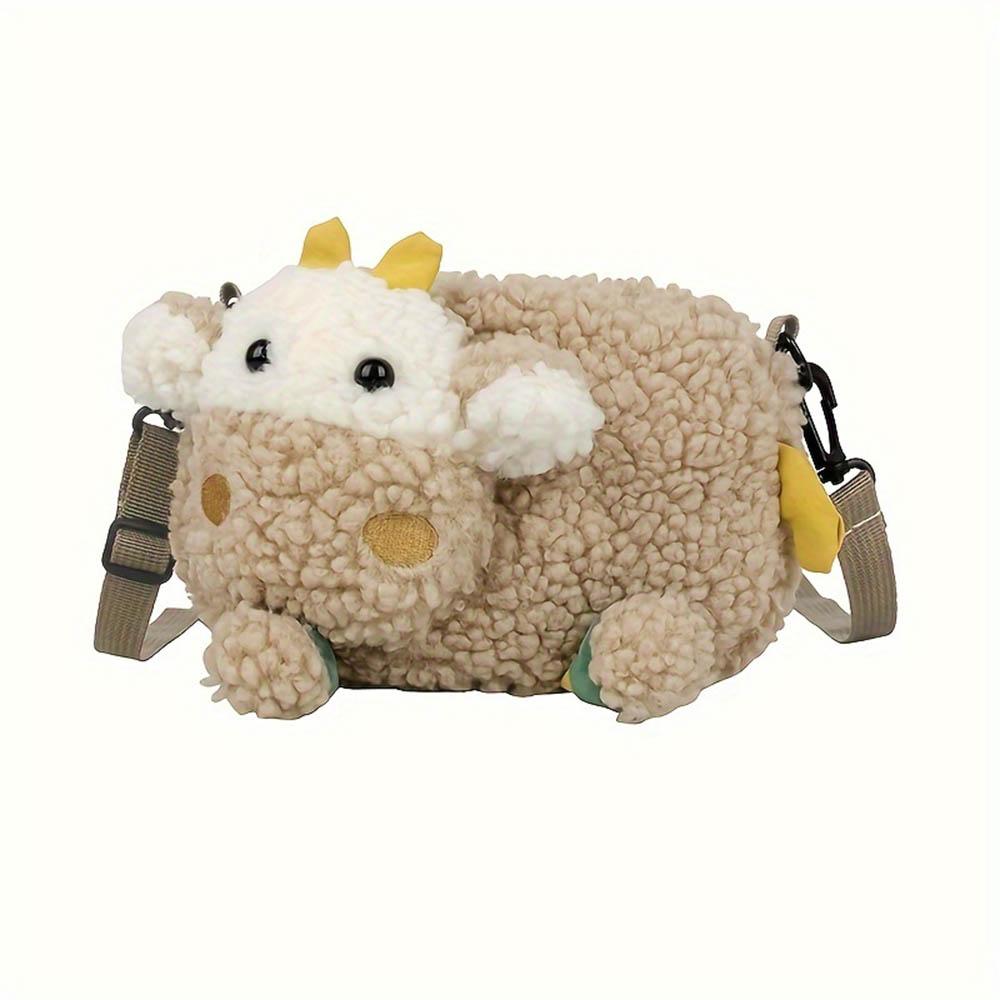 Women's large capacity plush crossbody bag, cute doll shoulder bag, lightweight travel backpack for women when traveling