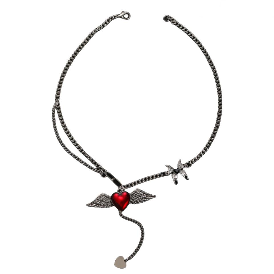 BLINGBAY Women's Pendant Necklace New Personality Sweet Cool Dark Necklace Creative Love Wings Pendant Clavicle Chain Girl Birthday Gift