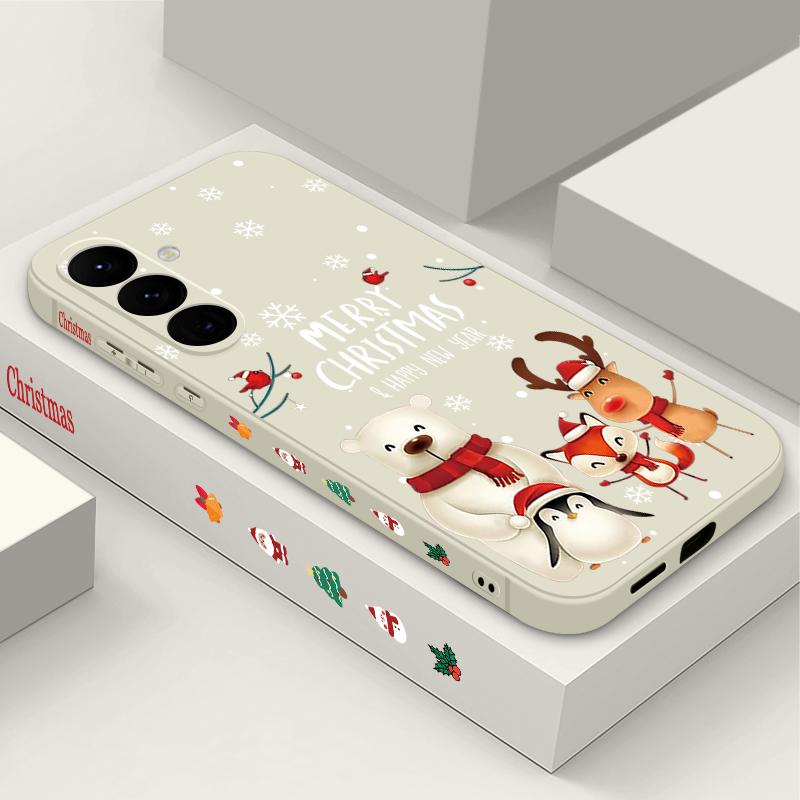 

Рождественский чехол-шнурок с рисунком для Samsung Galaxy S25 Ultra S24 Plus S22 S23 S21 FE A15 A16 A17 A35 A36 A54 A55 A56 5G Funda Capa Samsung Galaxy S25 белый