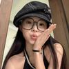 Japanese Retro Denim Literary Beret Female Summer Octagonal Hat Street Niche Personality Show Face Small Personality Hat