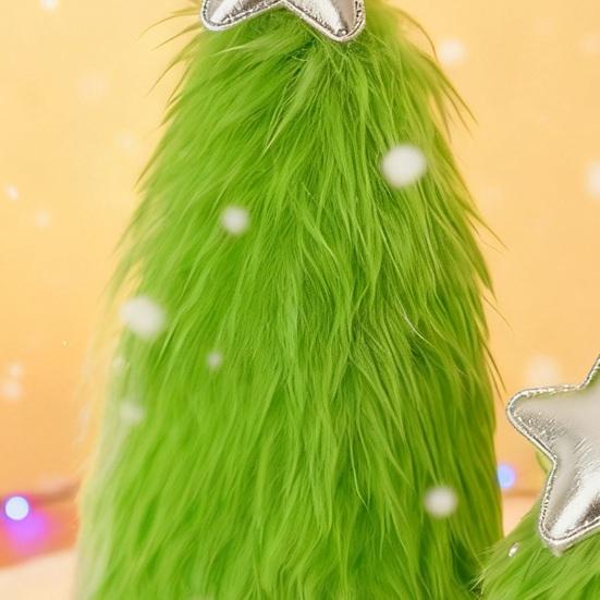 Grüne Plüsch Weihnachtsbaumschmuck Weiche Fellige Weihnachtsdeko mit Sternspitze Feiertags-Tischdekorationen Partyzubehör