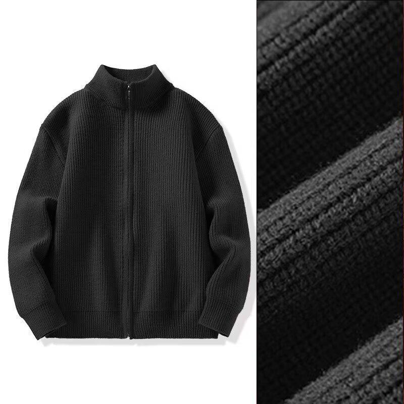 

Men’s Winter Mid-High Neck Wool Sweater – Half-Zip, Thick, Skin-Friendly, Casual Knitwear L чорний