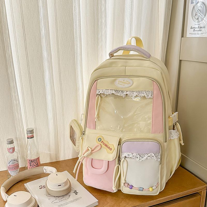 New Japanese High Value Ins Pain Pack Junior and Senior High School Students' Backpacks  Cute Contrast Color Large Capacity Backpacks.