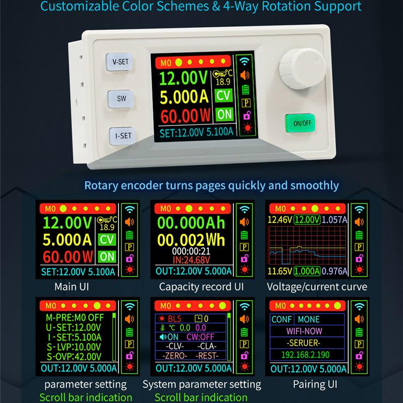 SK150S DC Buck Boost Converter 150W 8A CNC Adjustable Regulated Laboratory Power Solar Charging Module Adjustable Color Screen