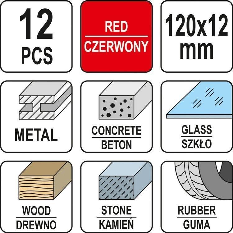 TECHNICAL CHALK 12 PCS RED YT-69932 YATO