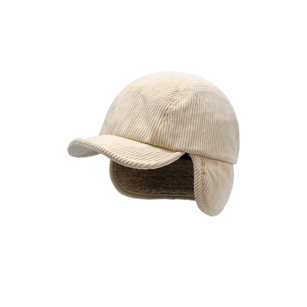 Custom Logo Corduroy Baseball Caps For Men Women Winter Warm Thicken Artificial Lamb Earflap Snapback Hats Windproof Bomber Hats