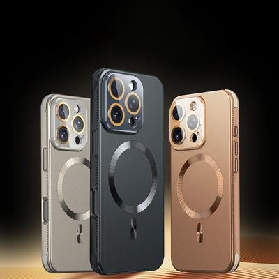 Para Magsafe Carga Inalámbrica Magnética Funda de Teléfono de Color Sólido de Lujo con Recubrimiento Para iPhone 16 Pro Max 14 13 15 Pro Max Cubierta Trasera