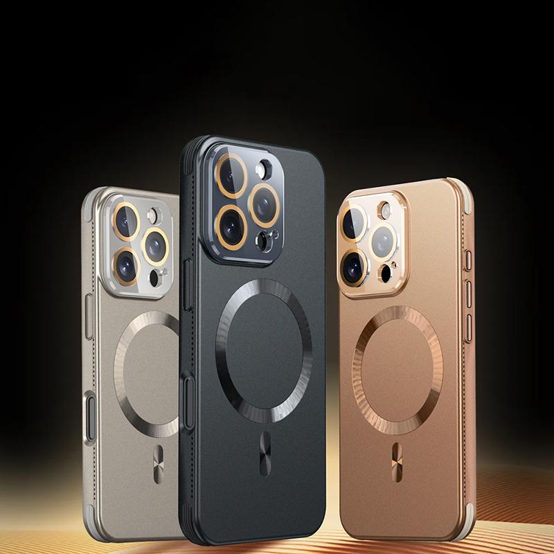 For Magsafe Magnetic Wireless Charging Luxury Solid Color Plating Phone Case For iPhone 16 Pro Max 14 13 15 Pro Max Back Cover