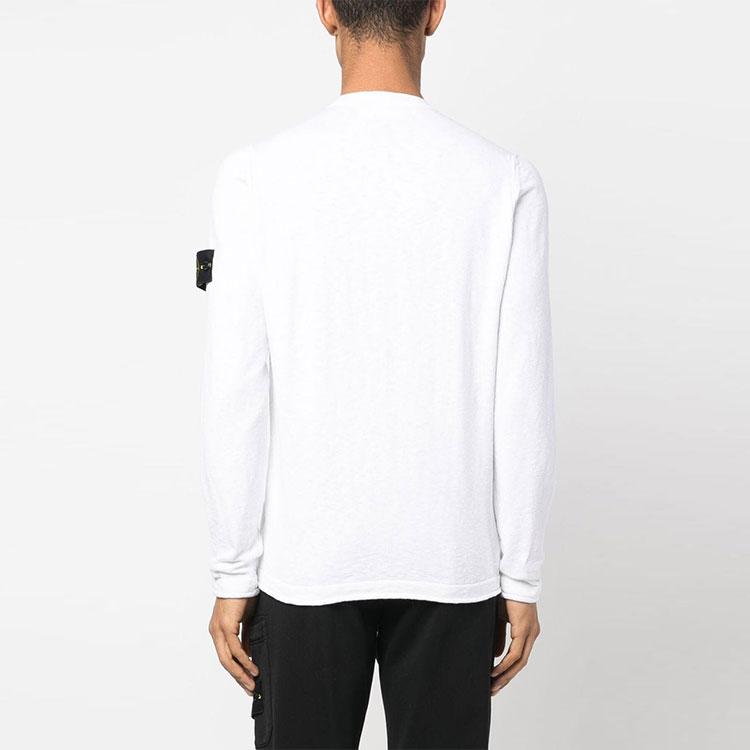 STONE ISLAND Ss23 Solid Logo Crew Neck Long Sleeve Sweatshirt Men Sweatshirt White 1015502B0-V0001