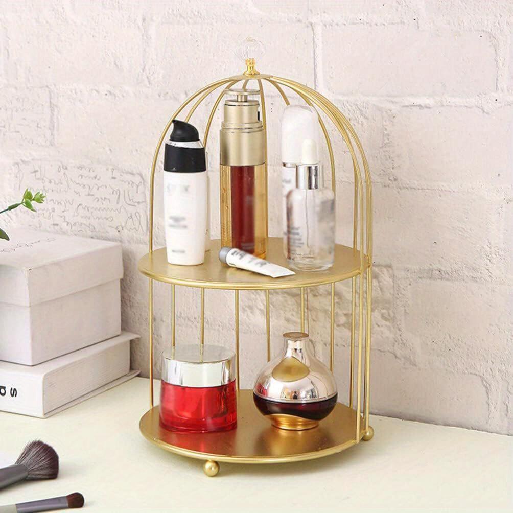 Single/double-layer 1pc Bathroom Skin Care Cosmetics Iron Bird Cage Storage rack,Jewelry Makeup Organizer Storage Rack Suitable for Girls.