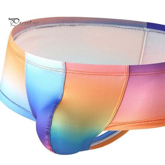 Men Boxer Briefs Low Rise U-Convex Slim Fit Shorts Underwear Colorful Printing High Elasticity Breathable Shorts Underwear
