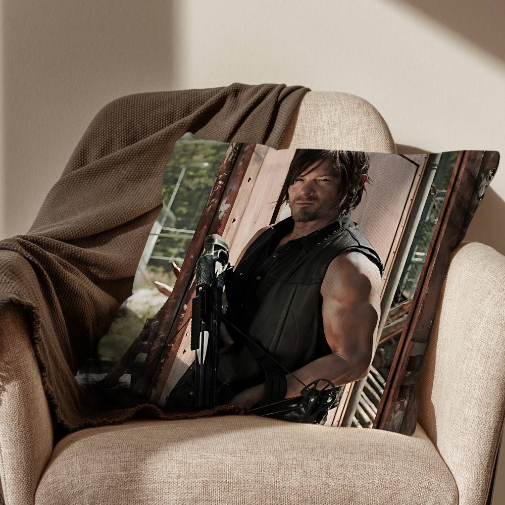COOL Daryl T-The Walking Dead Pillow Case Square Double-Sided Printing Short Plush Sofa Cushion Cover Bedroom Bedside Pillow
