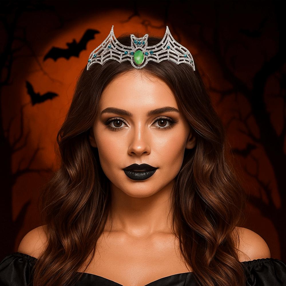 Sparkling Halloween Bat Hairband Metal Halloween Tiara Retro Rhinestone Crowns  Party