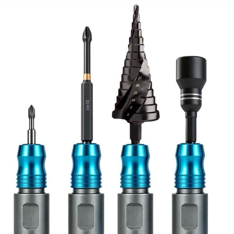 M10 Drill Bit Adapter 1/4Inch Hex Holders and Quick Changes Sleeve, Alloy Steel Accessory Converters for Assembly, Maintenance and Fastening Tasks