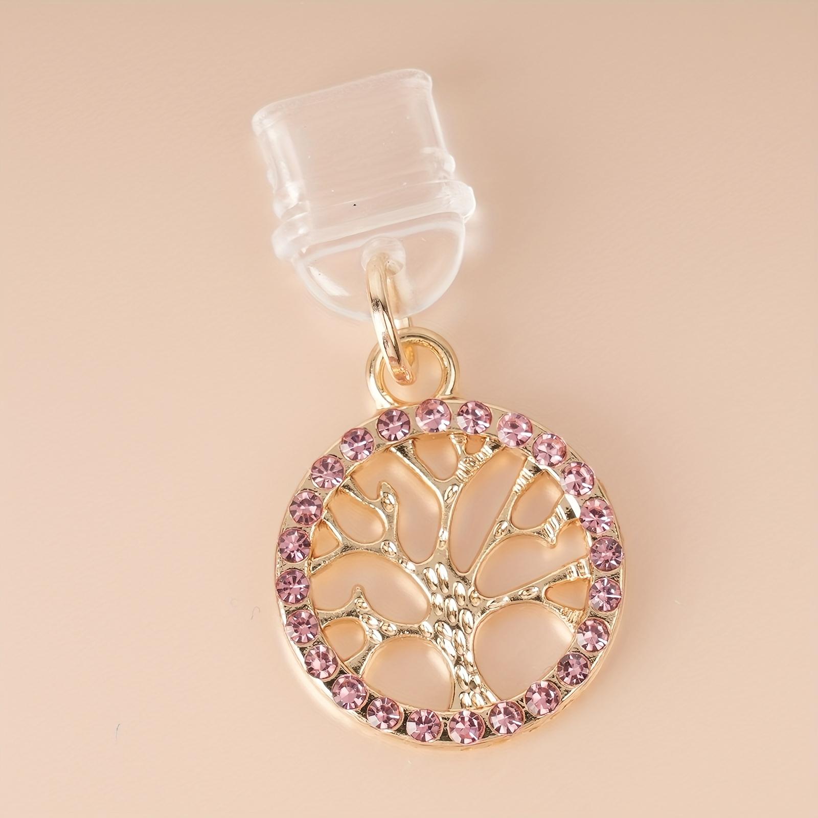 

Rhinestone Small Tree Mobile Phone Dust Plug Simple Fashion Alloy Pendant Suitable for IPhone, Type-C for Android Pendant Jewelry For Iphone 5-14 рожевий