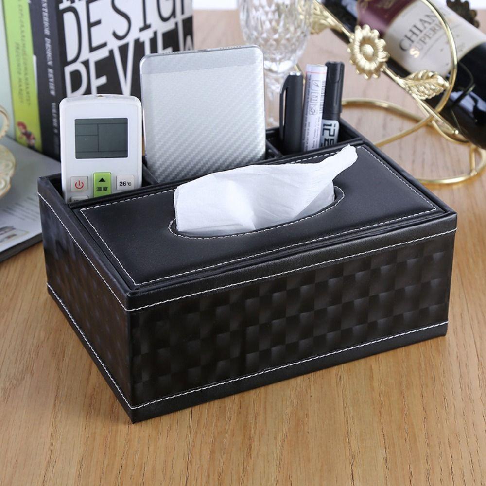 Multipurpose Tissue Box with Cover Remote Control Storage Holder Living Room Organizer