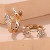 Charm Female White Crystal Stone Cute Butterfly Hoop Earrings Gold Color Simple Wedding Jewelry For Women