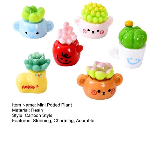 Miniature Cactus Figurine Cute Tiny Potted Cactus for Home Office Desk Tabletop Decor Simulation Greenery Plants for Fairy Garden Micro