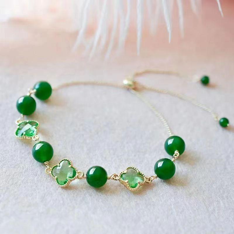 1Pc Chrysoprase Bracelet Women's Trendy Clover Bracelet Bracelet