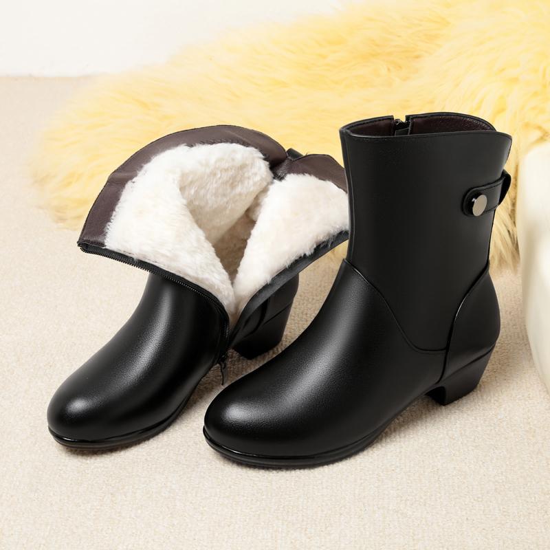 Fashion AIYUQI Boots Women Winter Shoes 2025 New Large Size 41 42 43 Genuine Leather Women Snow Boots Natural Wool Women's Half Boots