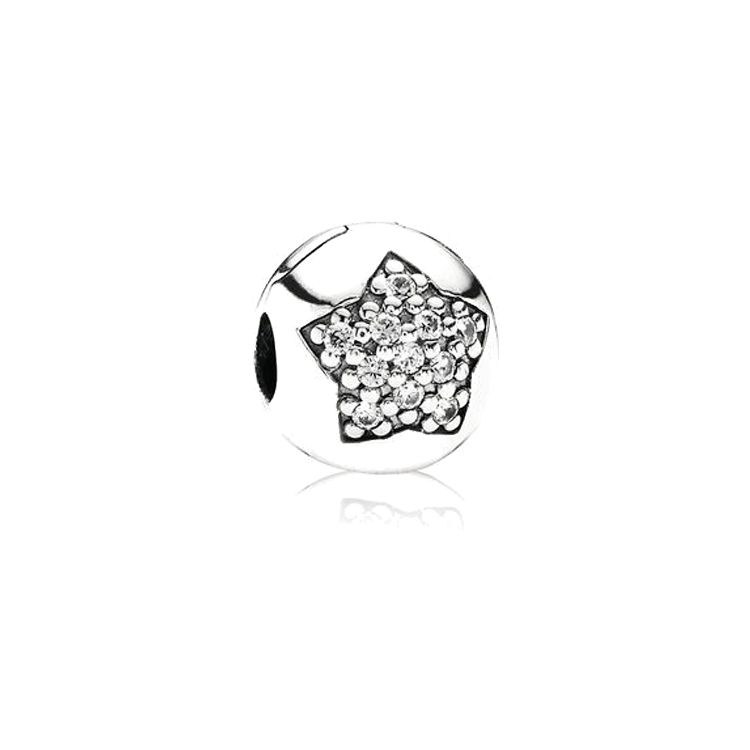Pandora Paved Gemstone Star Fixed Clip Jewelry Accessory Unisex Jewelry Silver 791056CZ Silver,F