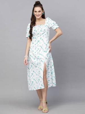 Γυναικείο Λευκό, Πράσινο Φόρεμα σε Γραμμή Α Κούρτα Μίντι Φόρεμα Σχεδιαστικό Τοπ Τούνικ Πάρτι Εθνοτικό