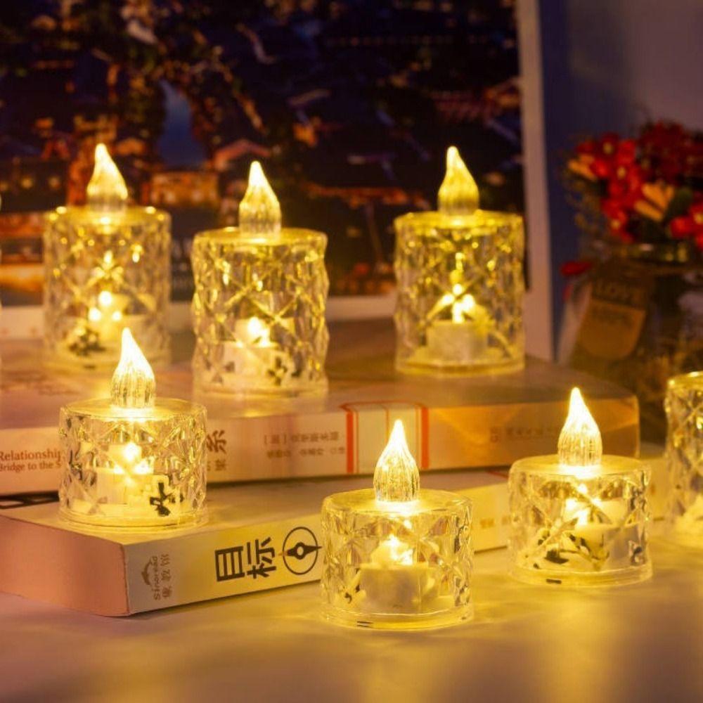 Flameless LED Light Candle Electronic Atmosphere light Mini Crystal Candle  Home Decoration