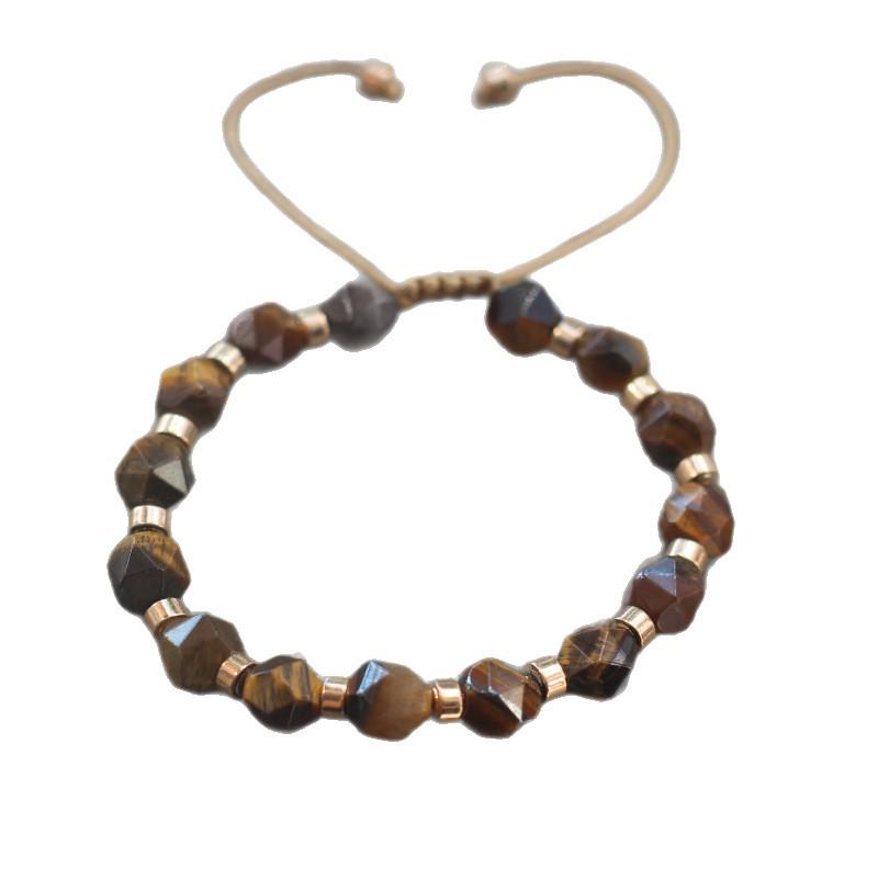 Bohemian Woven Rhombus Cut Tiger's Eye Crystal Bracelet