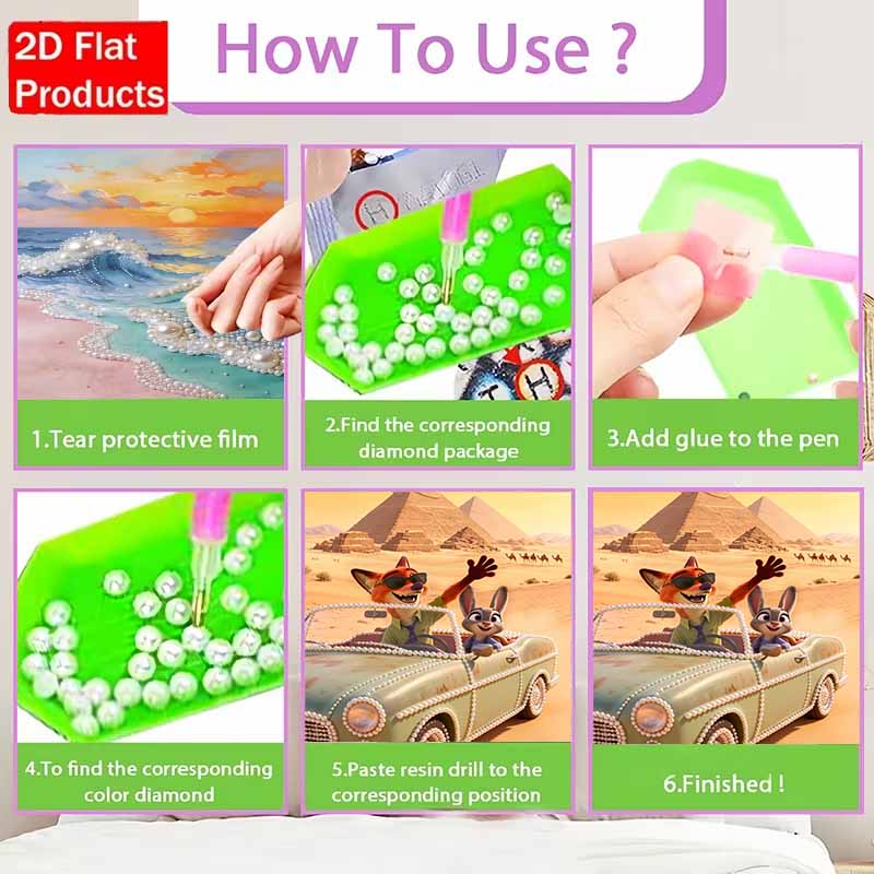 Disney Pearl Painting Zootopia Nick and Judy Handmade DIY Pearl Gem Painting Pictures Crafts Special Shape Home Wall Decoration