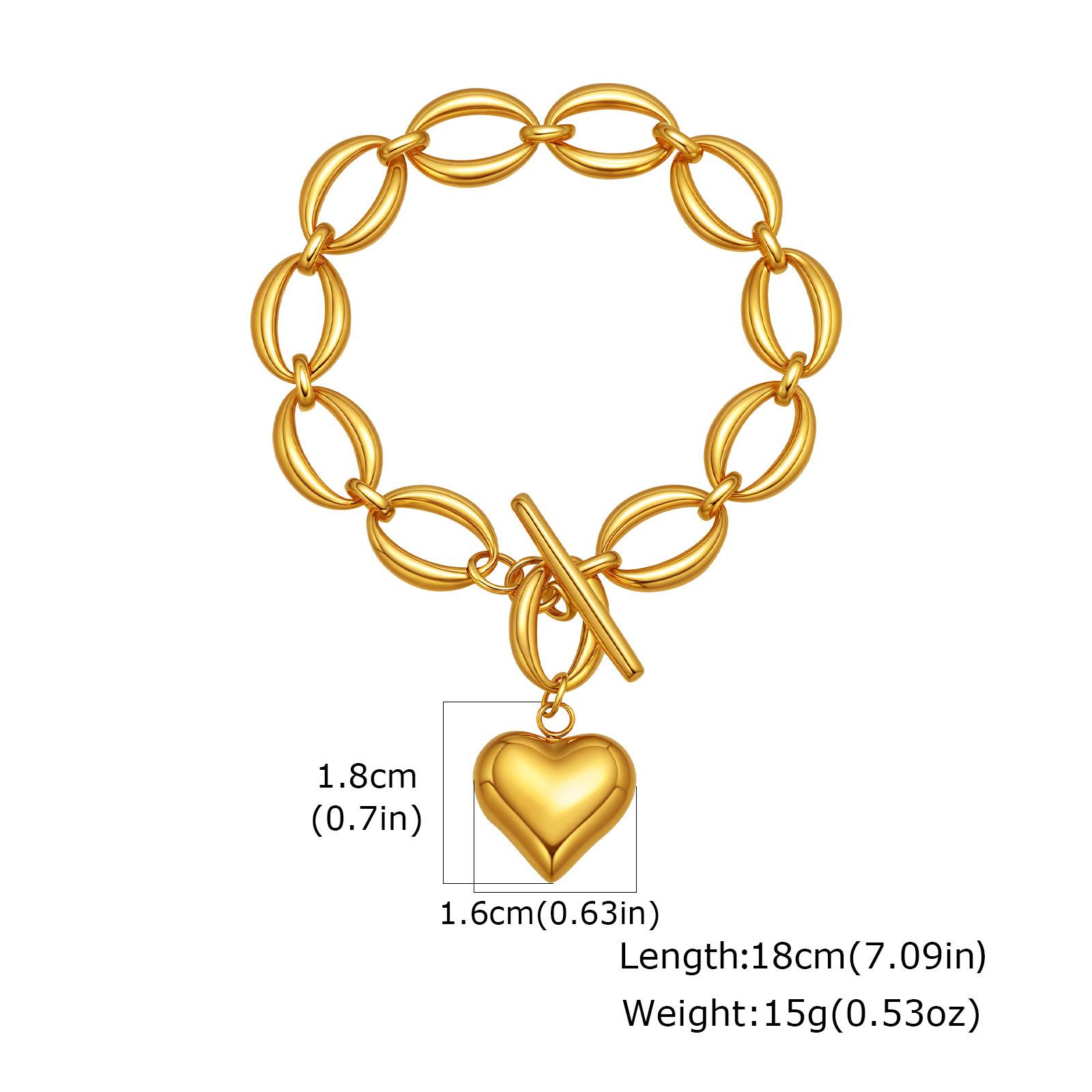 

18K Gold Plated Stainless Steel Love Pendant Bracelet Fashion Ot Buckle Versatile Bracelet Women S Accessories Br-2631 золотой