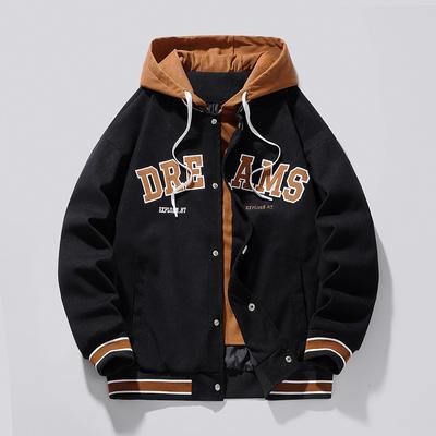 Fake Two-piece Youth Jacket Men's Spring and Autumn Thin Korean Casual Hooded Baseball Jacket Top Men's Jacket