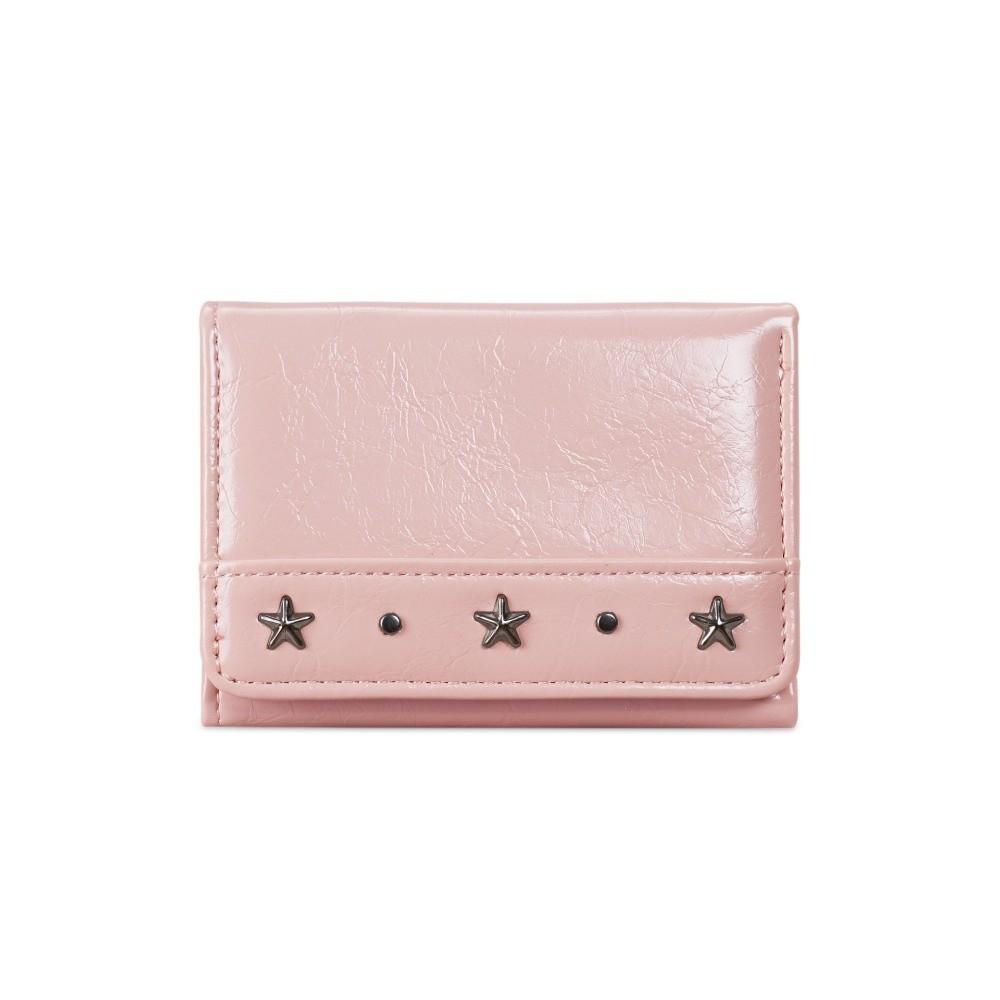 Portable Vintage Style Trifold Wallet Ultra Thin PU Leather Star Rivet Wallet Large Capacity Compact Size Cash Wallet Women