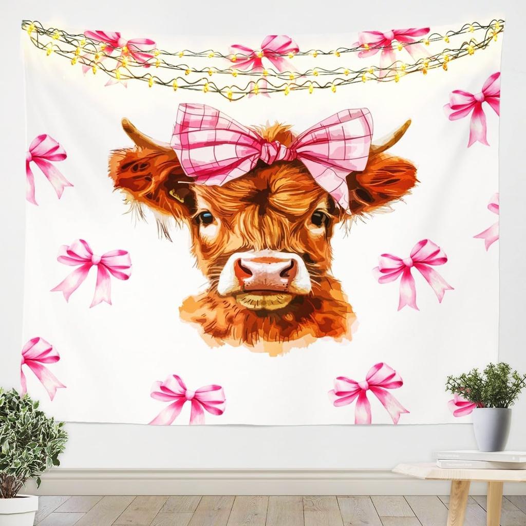 Highland Cow Wall Hanging Boys Girls Large Western Decor Tapestry For Kids Women Men Cactus Wall Blanket Highland Cattle Wall