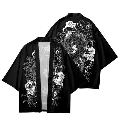 Lockerer Cardigan mit Anime-Drachen-Print für Damen und Herren, japanische Streetwear, Harajuku Haori-Kimono, Cosplay-Oberteile, Yukata