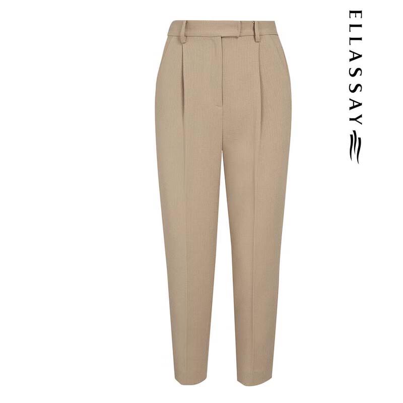 ELLASSAY High-Waisted Slim-Fit Acetate Blend Trousers