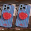 Red and Blue Striped IPhone 16/17 Phone Case/15 Pro Max Film Retro Personalized Stand