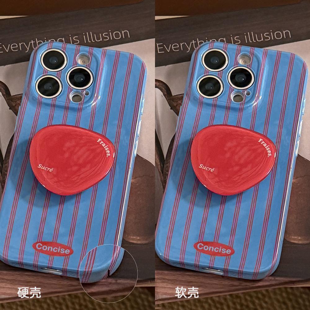 Red and Blue Striped IPhone 16/17 Phone Case/15 Pro Max Film Retro Personalized Stand