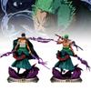 Fesselnde Anime-Modellfigur Atemberaubender Zoro im Drei-Schwerter-Stil Desktop-Display