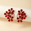 Exaggerated Retro Flower Design Dangle Earrings Zinc Alloy Jewelry Vintage Punk Style Delicate Female Party