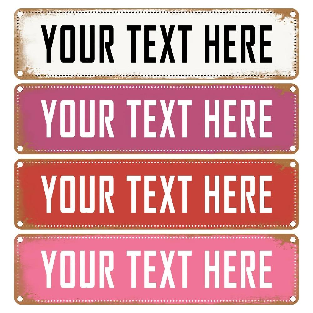 Vintage Pink Aluminum Sign Custom Text Rivet Home Decor 40x10cm