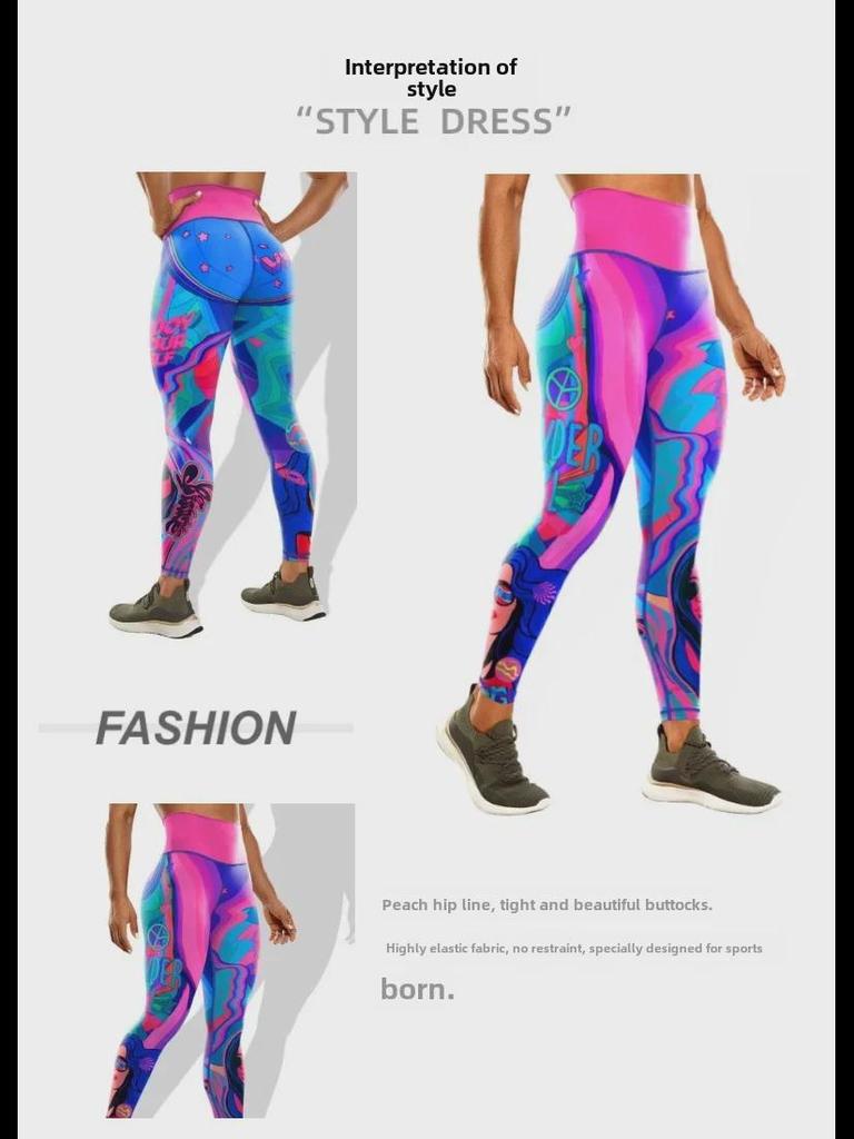 New Cross-Border Personalized High-Elastic Yoga Pants for Running, Cycling, and Outdoor Fitness