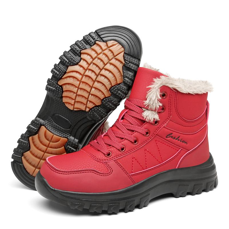 TUINANLE Теплые зимние мужские ботильоны удобные уличные рабочие меховые сапоги для женщин плюшевая уличная обувь 41 красный 3200₽