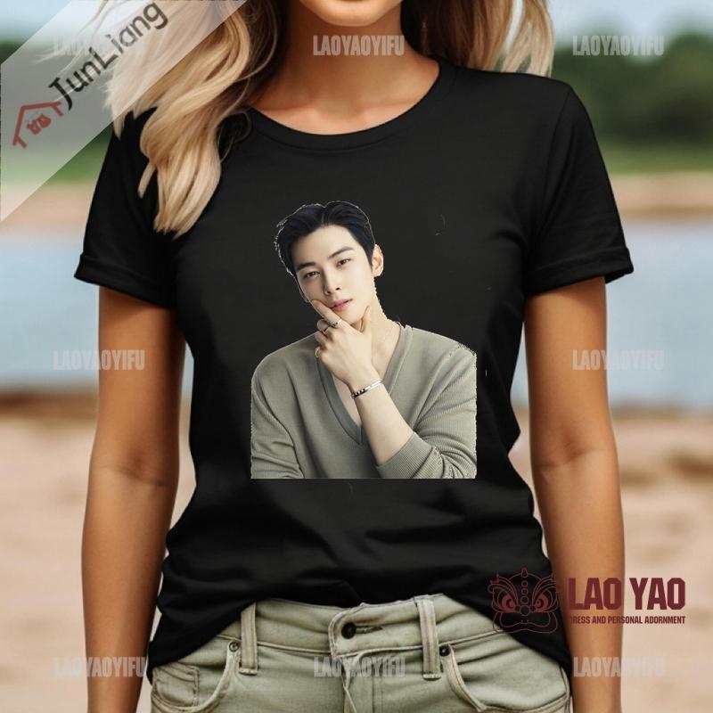 I Love My Boyfriend Cha Eun Woo T-shirts for Unisex Tops Short Sleeved T-shirt Y2k Clothing Goth Clothes Kpop Streetwear Harajuku