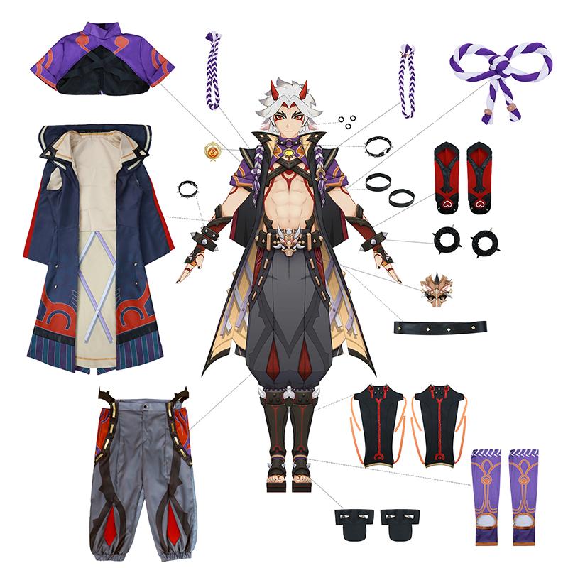Game Genshin Impact Arataki Itto Cosplay Costume Handsome Cosplay For Men Outfit Costume Halloween Full Set