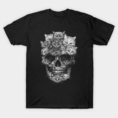 Asian Size Cotton Unisex Tshirt Print T-shirt A Skull But It'S Cats Kitty Skeleton Halloween Cat Skull T-shirt No-Cut Print Regular Fit
