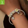 Autumn Ginkgo Biloba Diy Bracelet Beaded Accessories, Romantic Mori S925 Sterling Silver Butterfly Beads