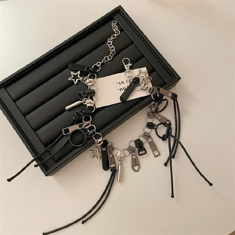 Star Round Leather Rope Necklace Adjustable Clavicle Chain Rock Style Neckchain